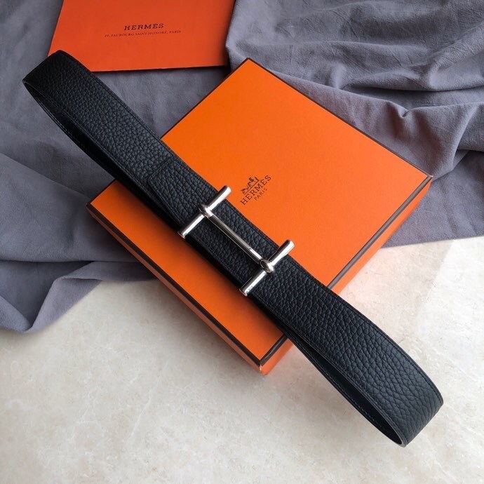 Hermes —Togo leather Reversible leather belt 38mm