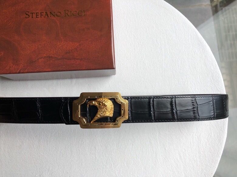 Stefano Ricci Stainless steel resin metal buckle cowhide crocodile pattern 35mm belt