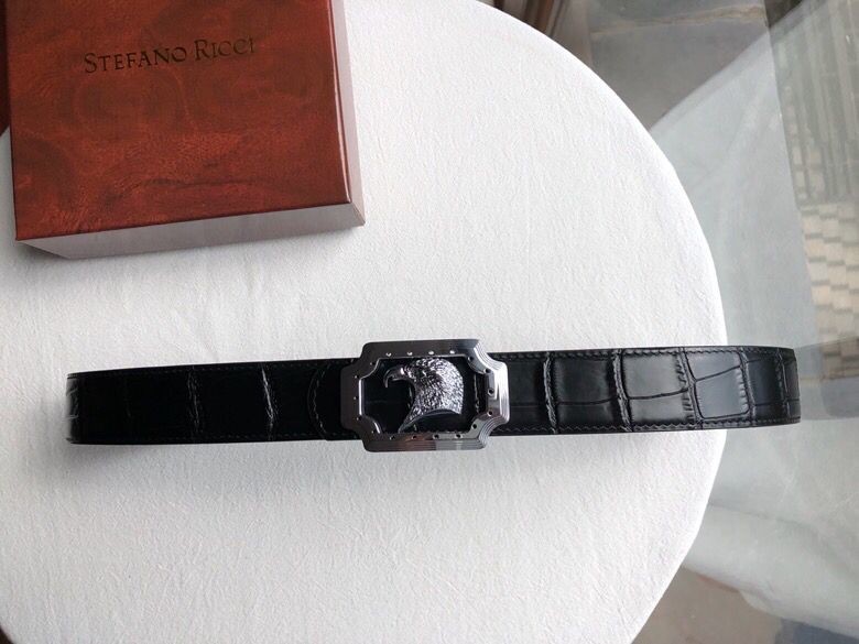 Stefano Ricci Stainless steel resin metal buckle cowhide crocodile pattern 35mm belt