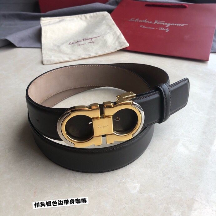 Ferragamo Gancio leather 3.5 belt with metal buckle