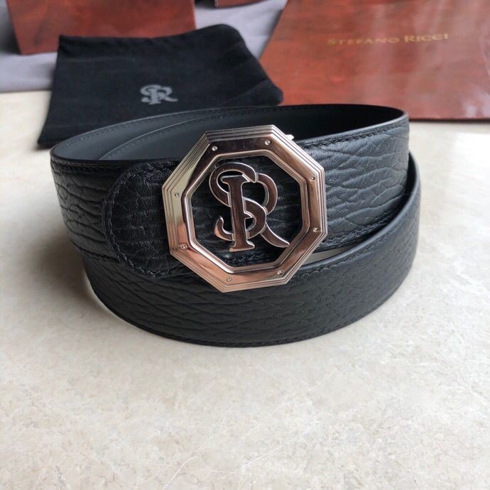 Stefano Ricci Stainless steel ST metal hanging buckle 3.8cm cowhide men s 3.8cm belt