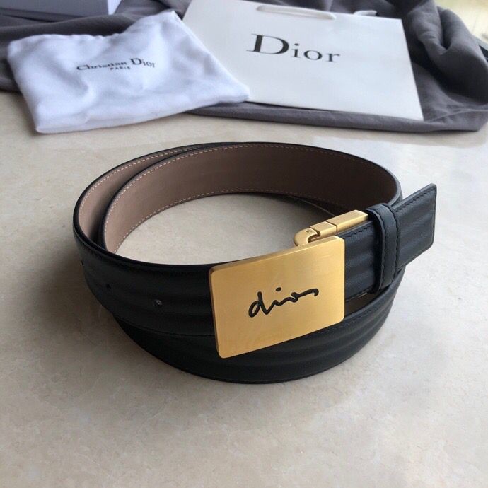 Dior Men s belt width 3.5cm exquisite rotating buckle cowhide belt
