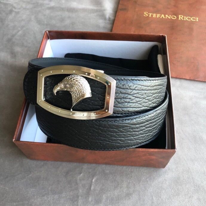 Stefano Ricci Stainless steel eagle head metal hanging buckle 3.8cm cowhide 3.8cm belt