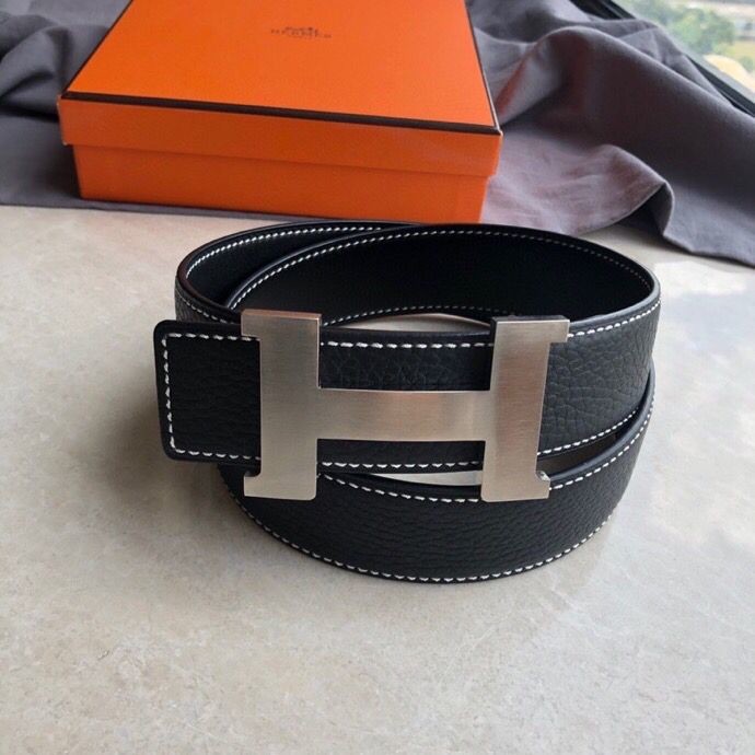 Hermes H four-corner metal buckle 3.8cm belt