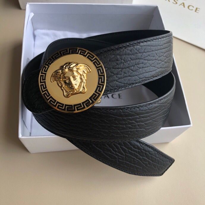 Versace Men s black leather belt 3.8cm
