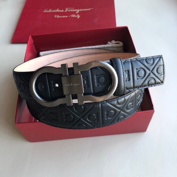 Ferragamo Men s 3.5cm leather belt with exquisite metal buckle
