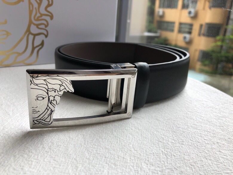 Versace Men s Reversible cowhide leather stainless steel Medusa head hollow metal buckle belt 3.5cm