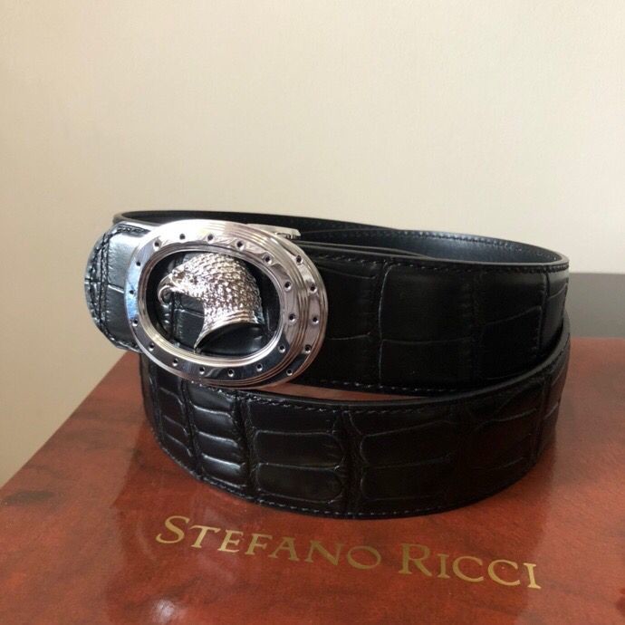 Stefano Ricci 3.8cm men s eagle crocodile pattern belt