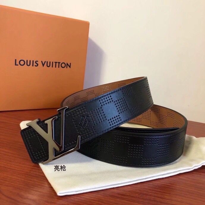 Louis Vuitton Cowhide check belt 4.0cm