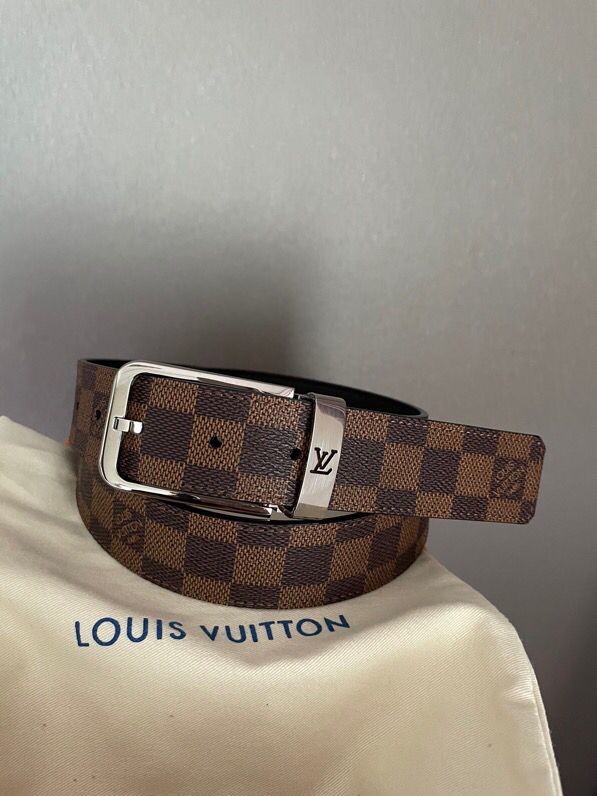 Louis Vuitton Iconic Damier canvas and metal buckle belt 35mm