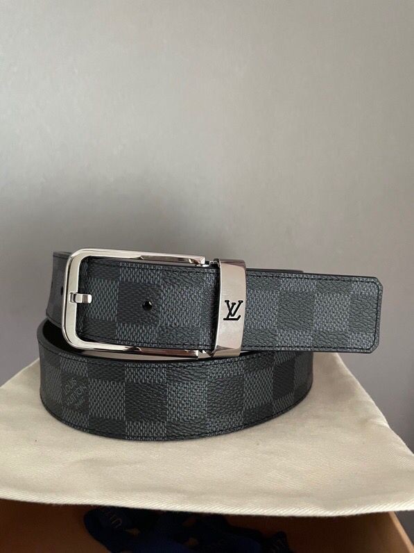 Louis Vuitton Iconic Damier canvas and metal buckle belt 35mm