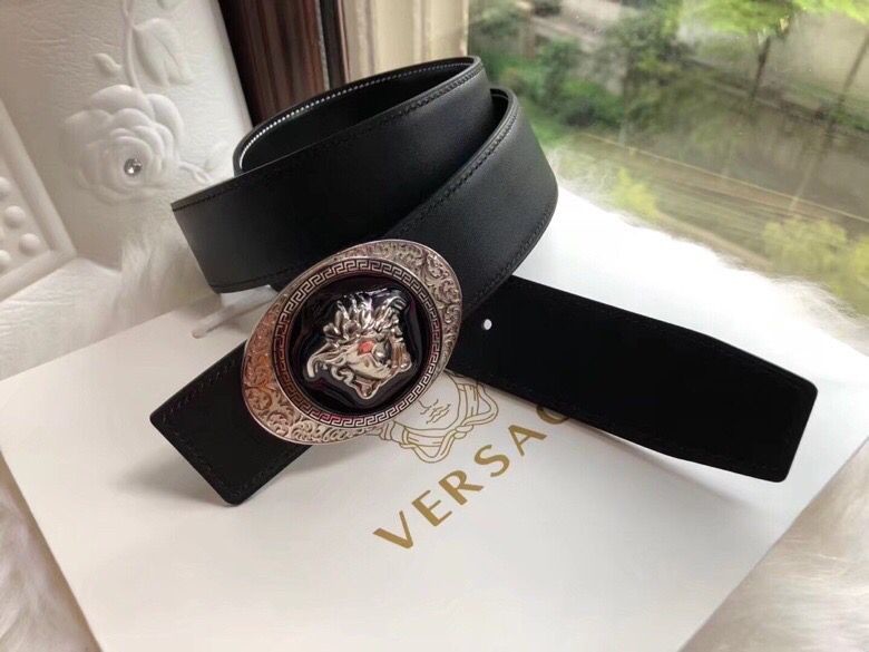 Versace Gianni stainless steel Dussame buckle leather men s 3.8cm belt