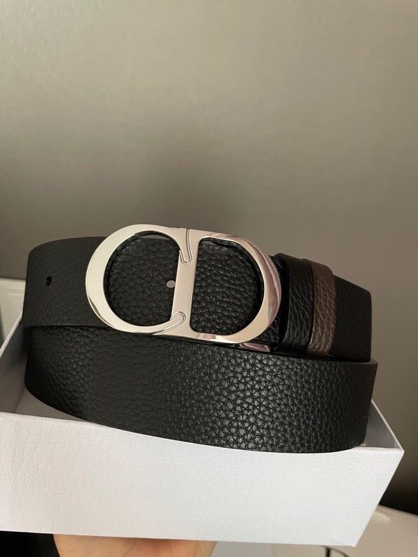 Dior Stainless steel CD buckle leather men s belt 3.5cm