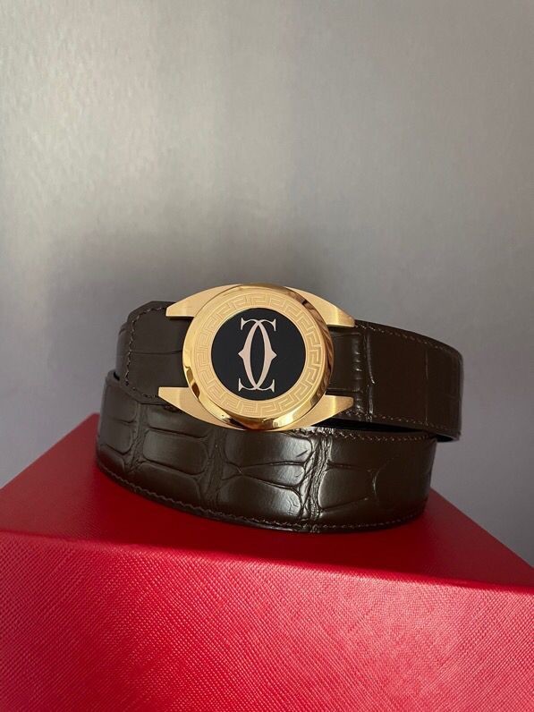 Cartier Stainless steel metal buckle leather belt 3.5cm