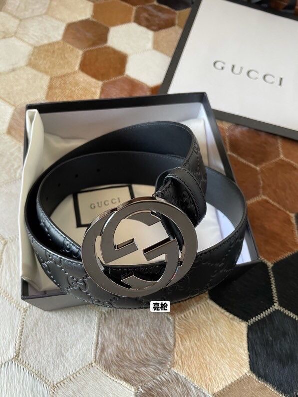 Gucci Men s Interlocking GG Metal Buckle Belt 4cm