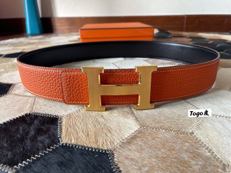 Hermes Togo leather stainless steel buckle 38mm men s belt