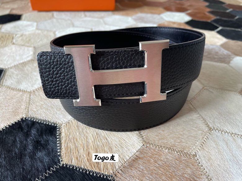 Hermes Togo leather stainless steel buckle 38mm men s belt