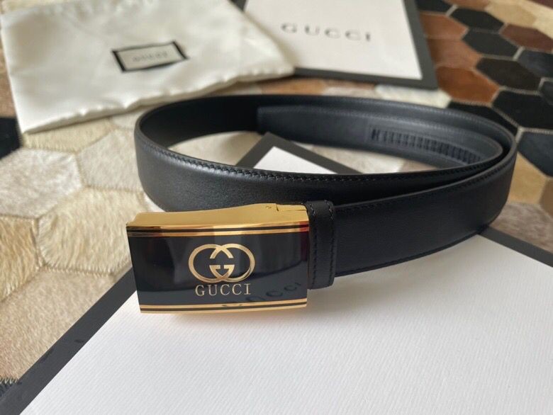 Gucci Classic leisure/business brass resin craft automatic hardware Reversible leather belt