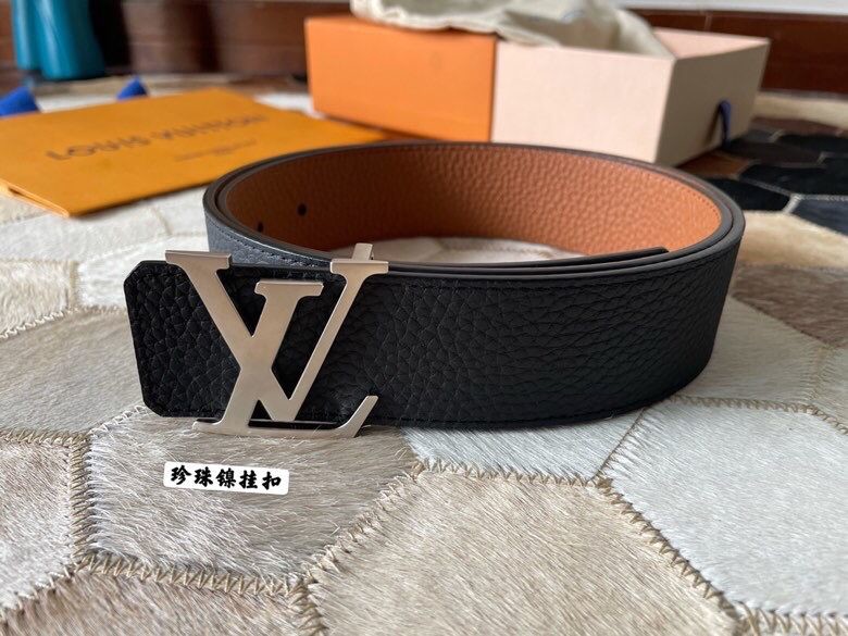 Louis Vuitton Reversible Black/Natural Belt with Pearl Nickel Buckle