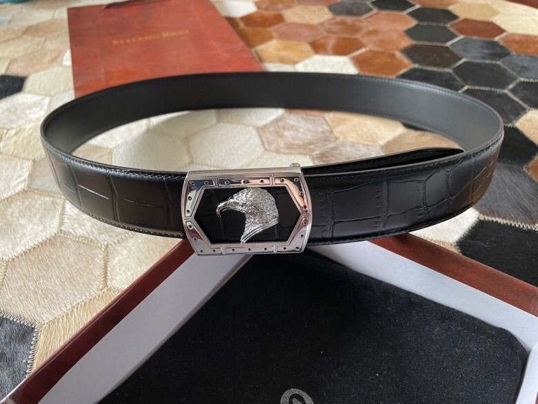 Stefano Ricci Stainless steel eagle head metal buckle 3.8cm cowhide belt