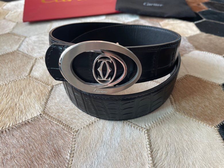 Cartier Stainless steel hollow metal buckle leather 3.5cm belt