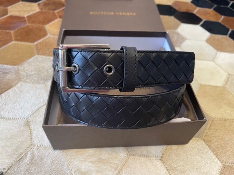 Bottega Veneta Men s hand-woven cowhide buckle belt 3.5cm