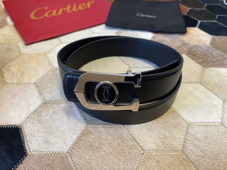 Cartier Stainless steel metal buckle cowhide sheep pattern 3.5cm belt