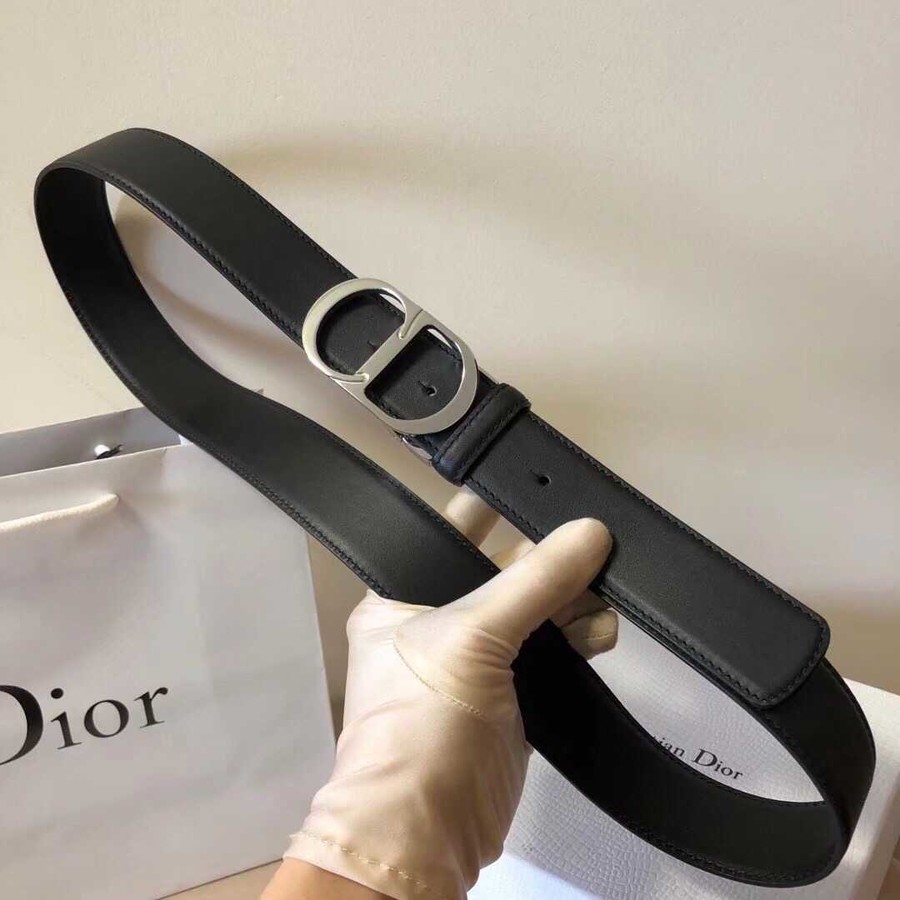 Dior Leather belt with stainless steel CD buckle