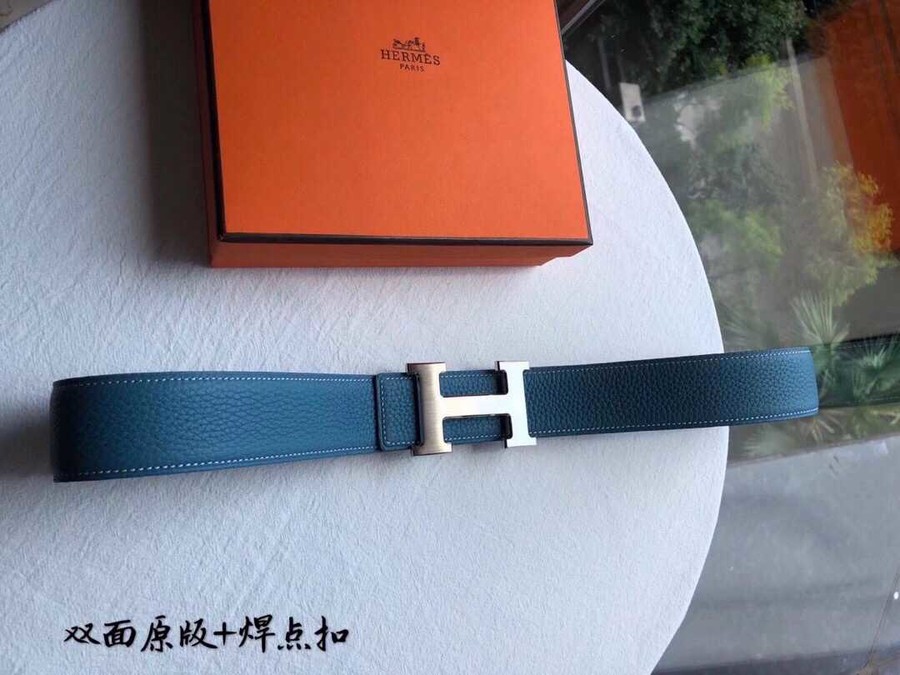 Hermes Stainless steel H buckle men s Reversible leather belt 38mm