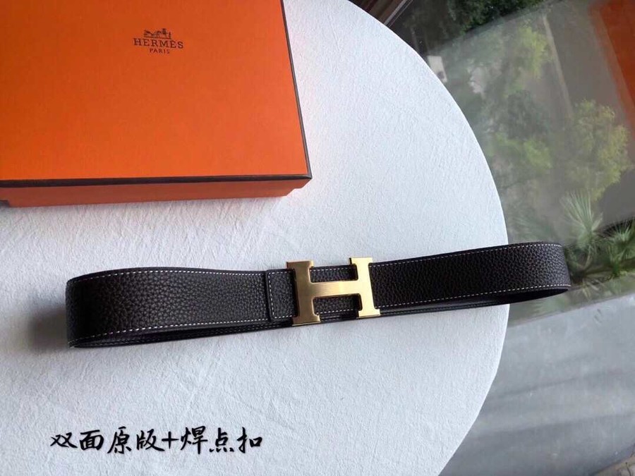 Hermes Stainless steel H buckle men s Reversible leather belt 38mm