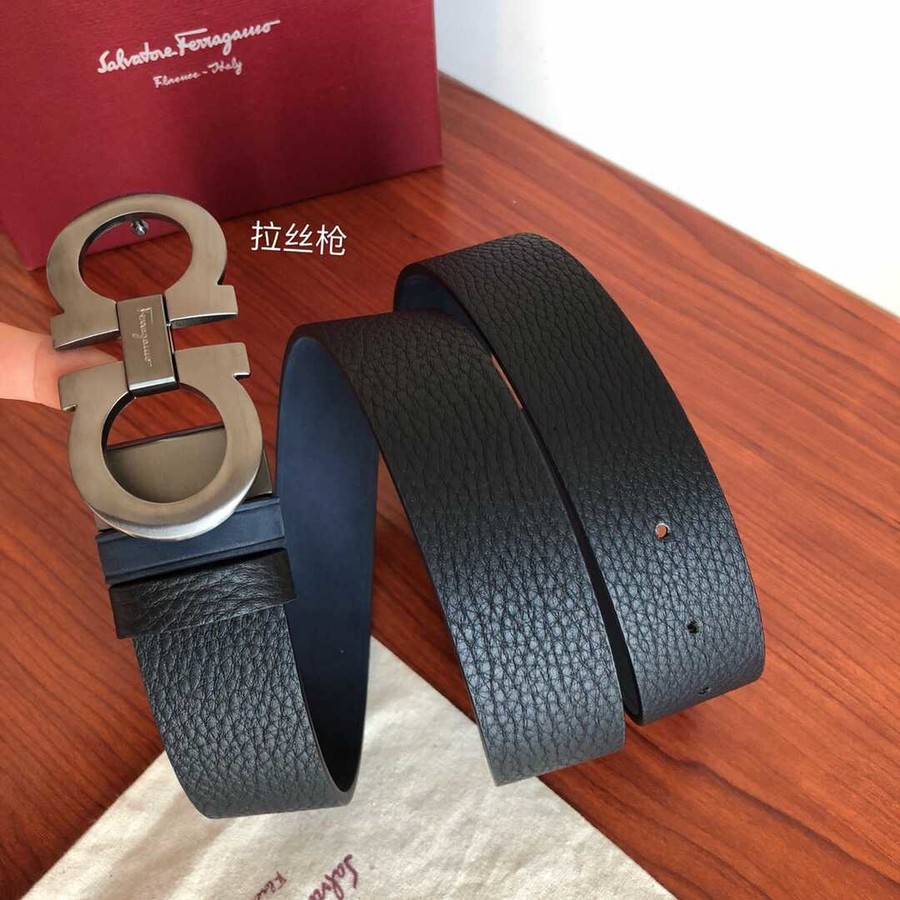 Ferragamo Men s 3.5cm Metal Buckle Leather Belt Suede