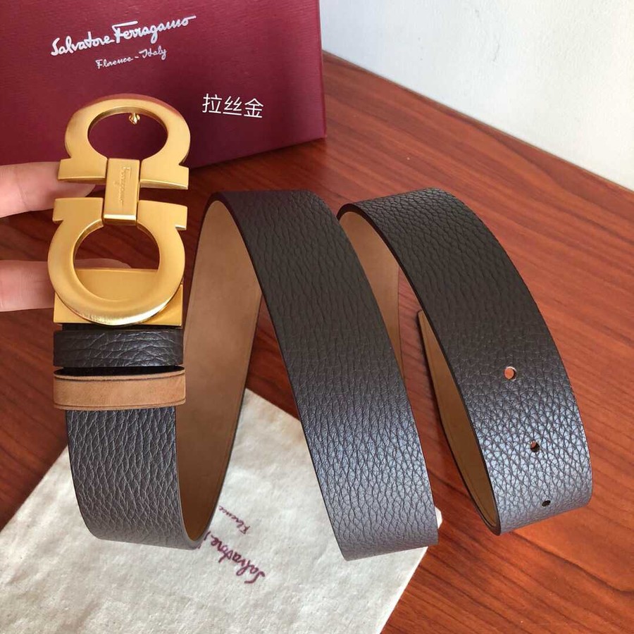 Ferragamo Men s 3.5cm Metal Buckle Leather Belt Suede