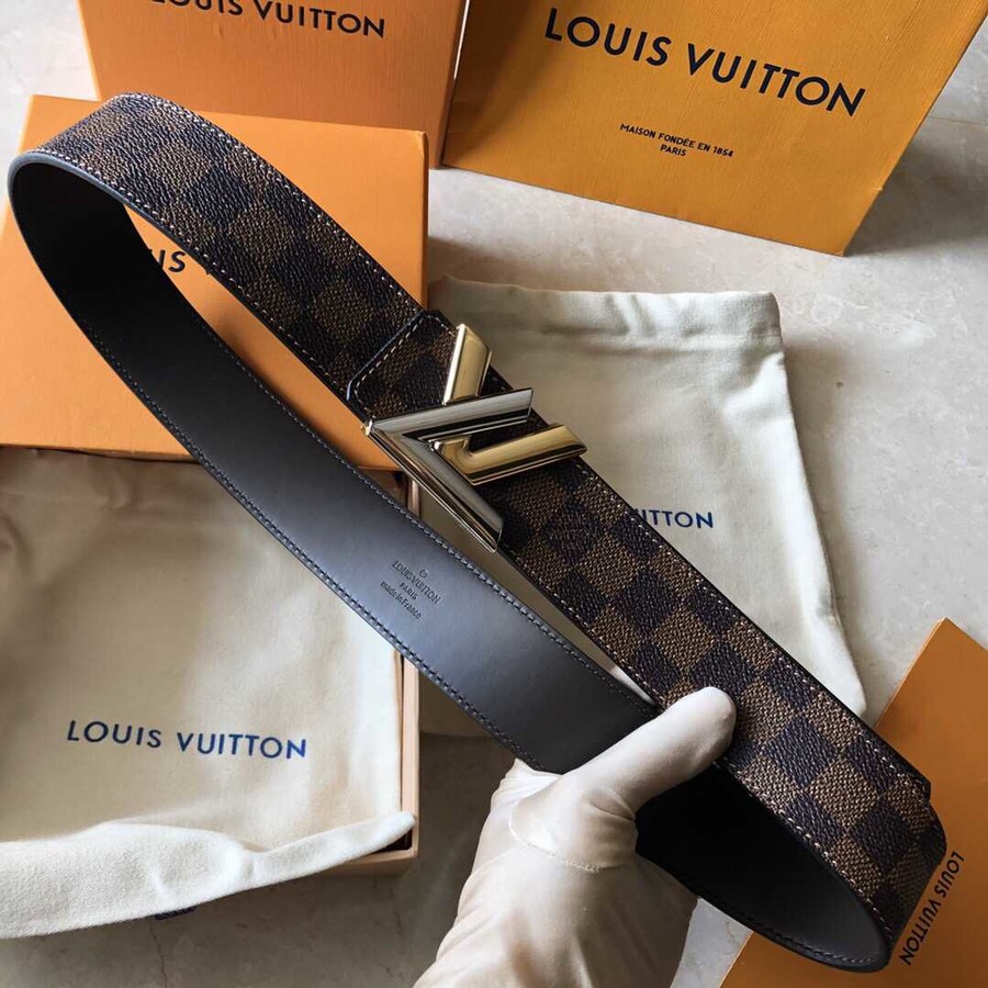 Louis Vuitton Damier/Monogram men s 3.8cm belt with metal buckle