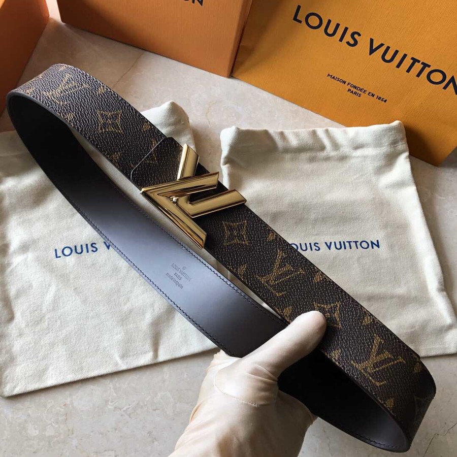 Louis Vuitton Damier/Monogram men s 3.8cm belt with metal buckle