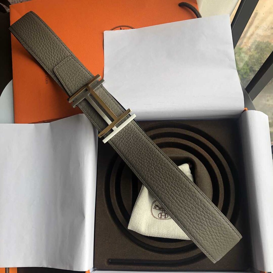 Hermes Stainless steel buckle & Togo leather Reversible leather belt 38mm