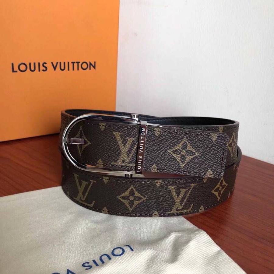 Louis Vuitton Classic Damier/Monogram stainless steel metal buckle belt 35mm