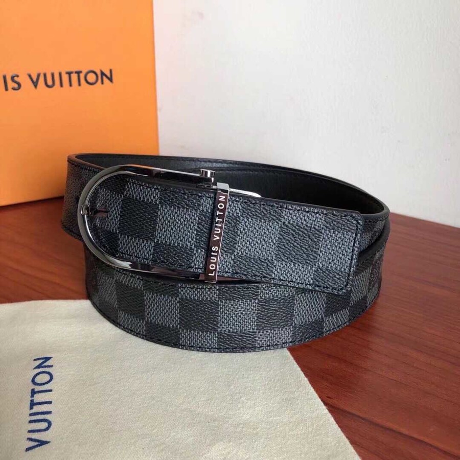 Louis Vuitton Classic Damier/Monogram stainless steel metal buckle belt 35mm