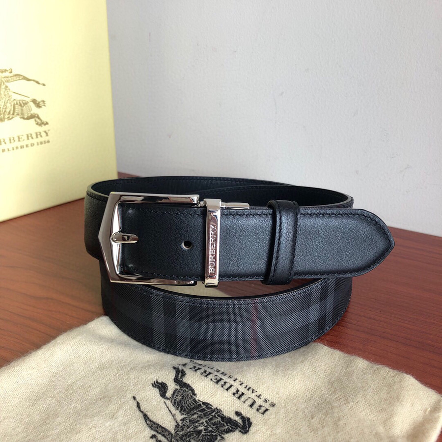 Burberry Men s Reversible cowhide leather revolving metal buckle belt 3.5cm