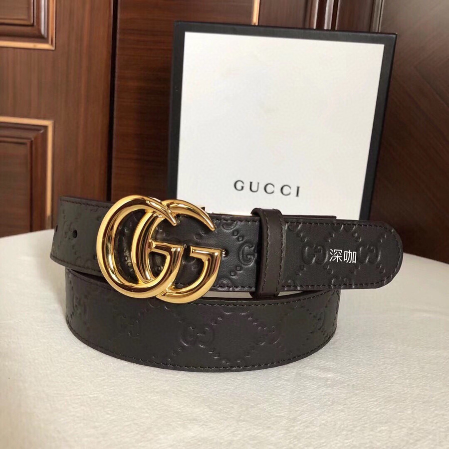 Gucci Men s belt GG rotating metal buckle Logo embossed belt 36mm