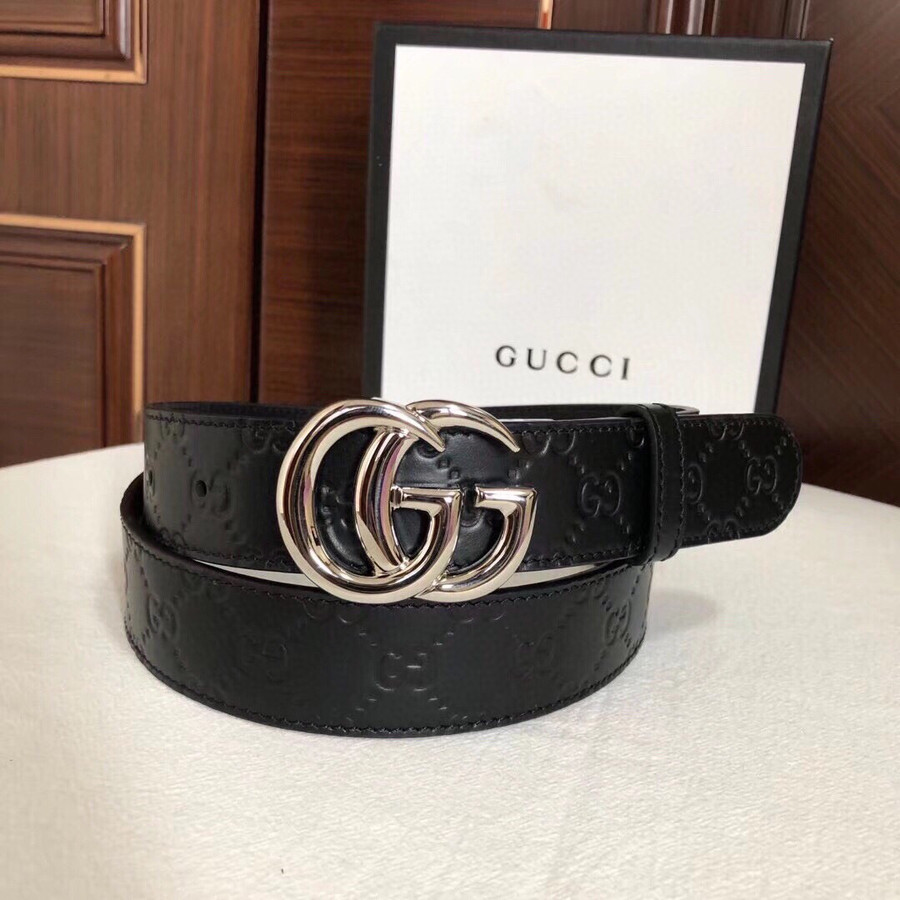 Gucci Men s belt GG rotating metal buckle Logo embossed belt 36mm