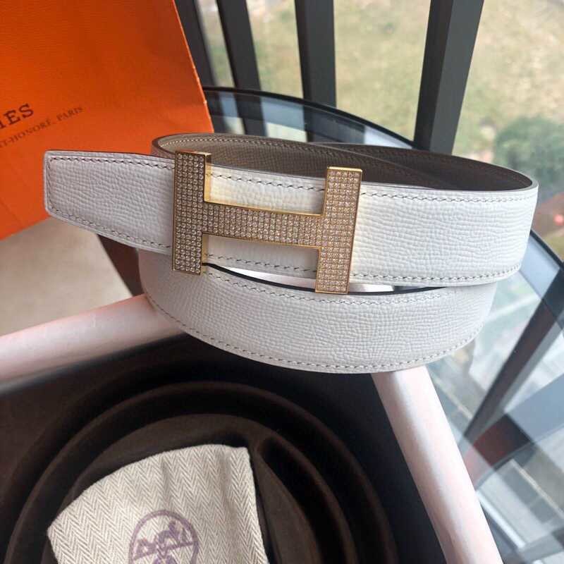 Hermes Stainless steel H buckle Reversible leather belt 32mm