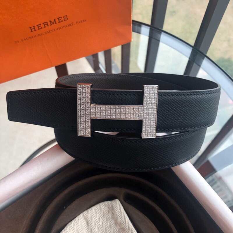 Hermes Stainless steel H buckle Reversible leather belt 32mm