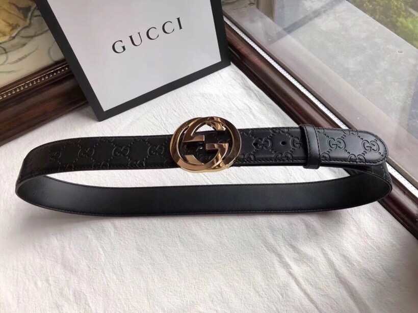 Gucci Manufacture classic GG embossed cowhide belt belt business casual width: 38mm