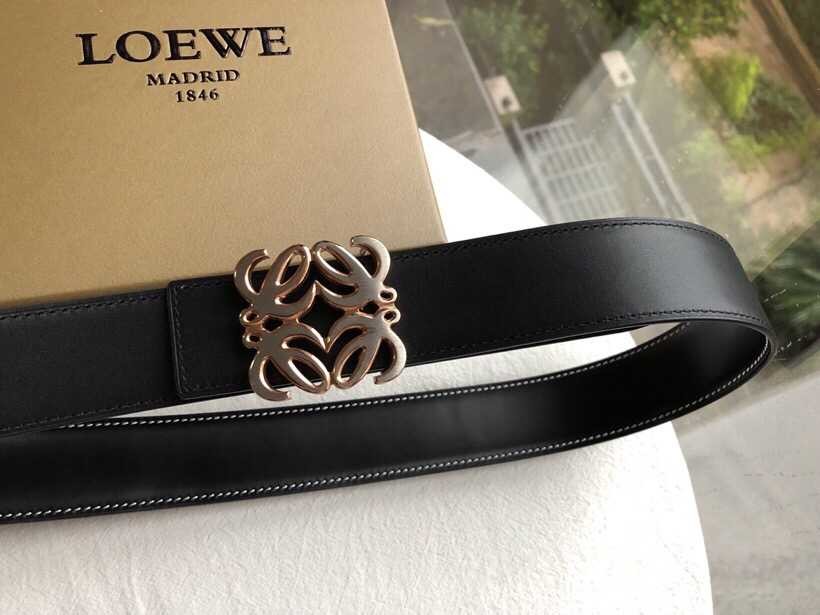 Loewe Stainless steel material logo metal buckle cowhide Reversible belt 3.8cm