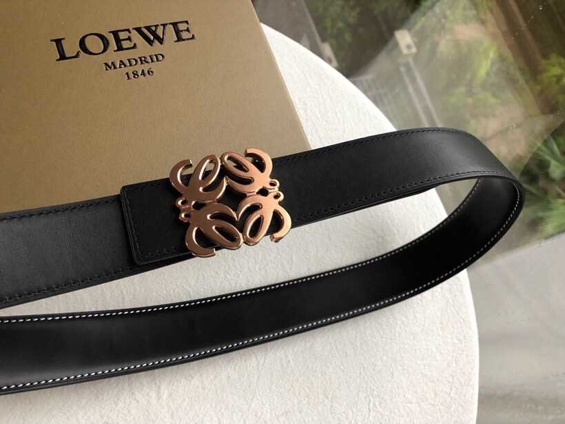 Loewe Stainless steel material logo metal buckle cowhide Reversible belt 3.8cm