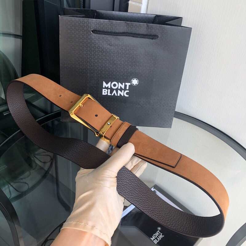 MontBlanc Suede Color Change Leather Cowhide 3.5cm Reversible Belt