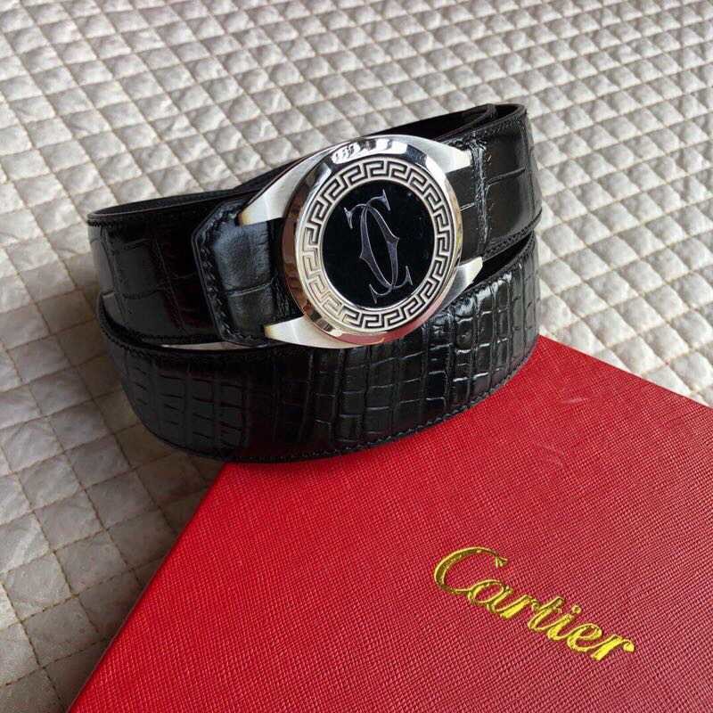 Cartier Stainless steel metal buckle leather belt 3.5cm