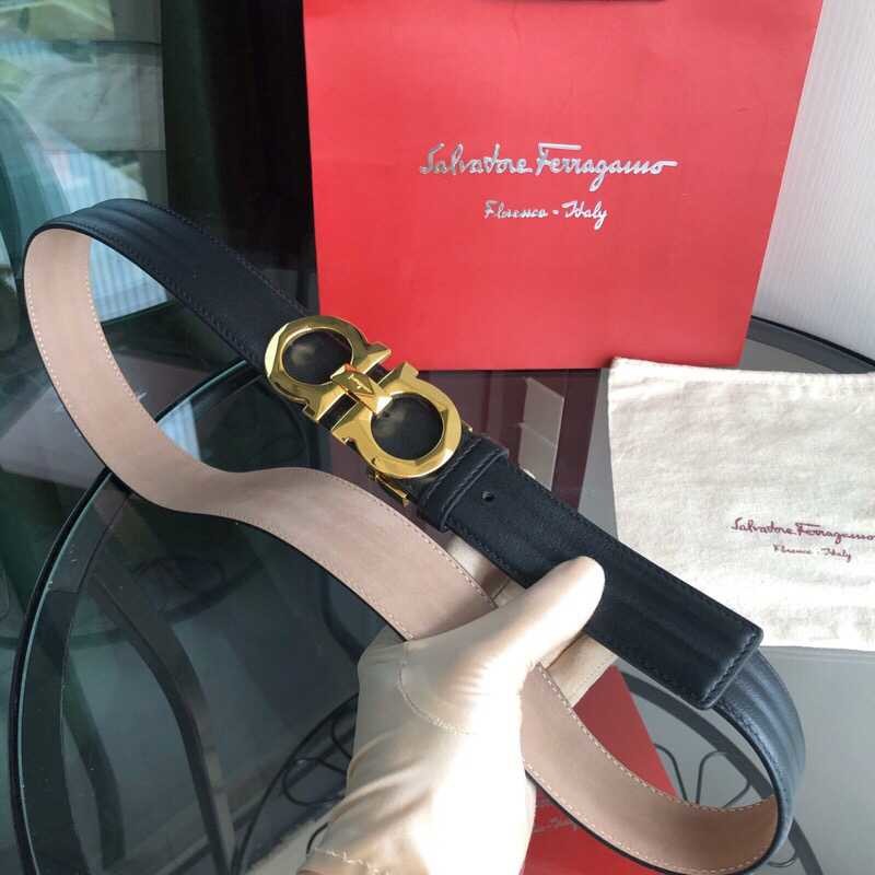 Ferragamo Men s 3.5cm Boutique Diamond Faceted Buckle Reversible Cowhide Wavy Belt