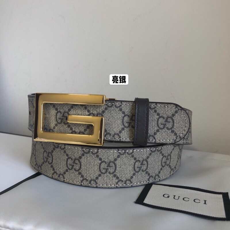 Gucci G rotating metal buckle PVC cowhide belt 35mm