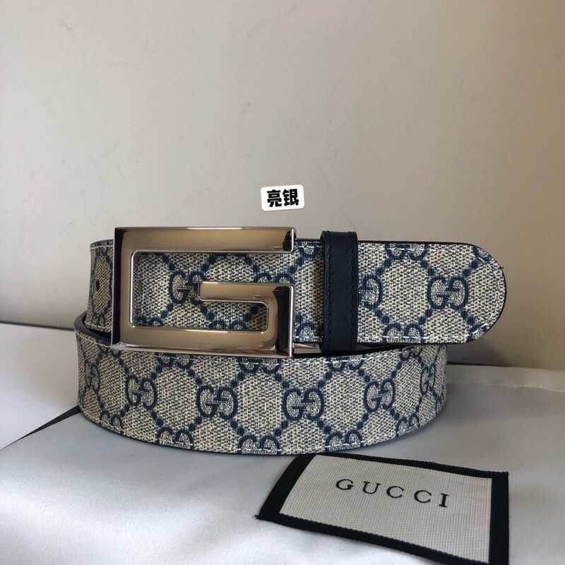 Gucci G rotating metal buckle PVC cowhide belt 35mm